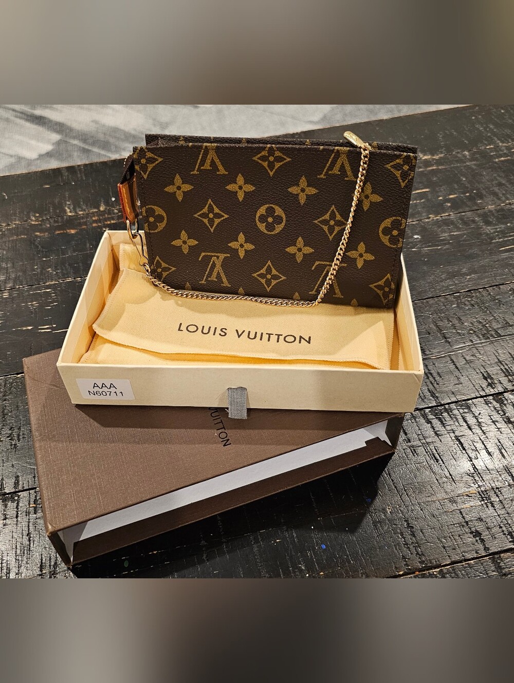 ✨Louis Vuitton Mini Pochette On Chain Monogram Canvas | Box & Dust Bag |